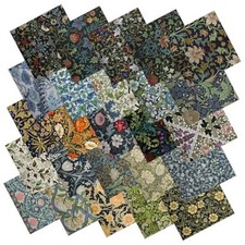 25 Pcs William Morris Flower Quilting Fabric Scraps, William Morris Flowers