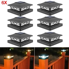 6 Pack Outdoor Light Solar Post Deck Fence Cap For 4x4 6x6 Bright Light