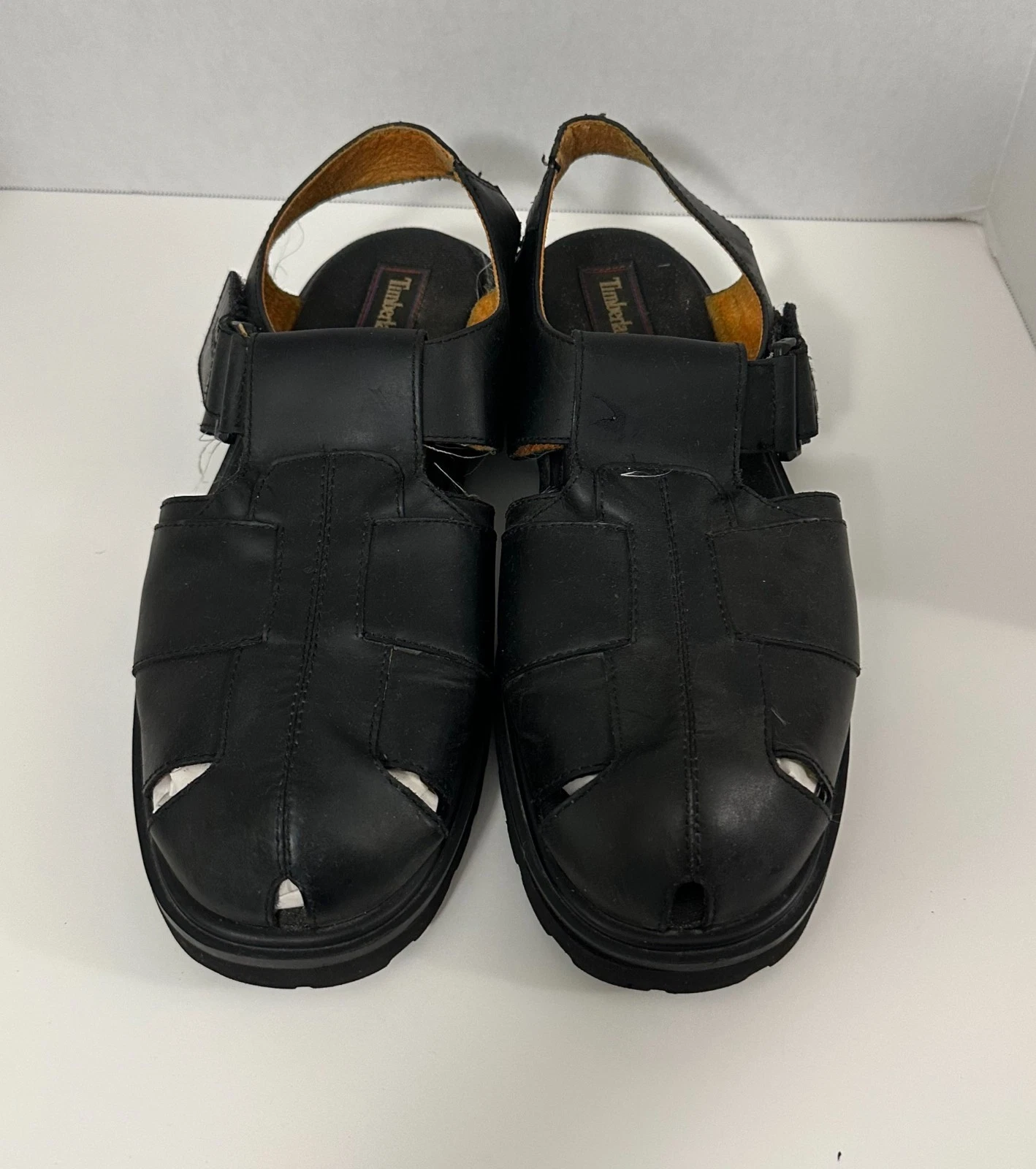 Timberland scarpe sandalo uomo pelle taglia 13M nero cinturino slip on estate casual