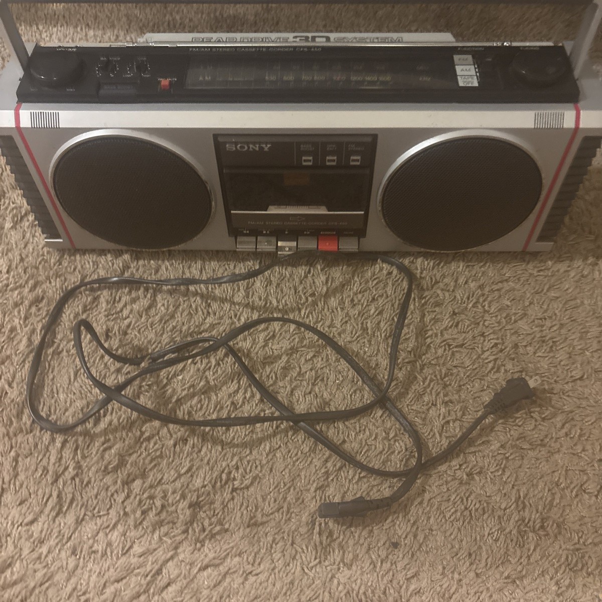 ラジオ・コンポ SONY CFS-450 Sony CFS-450 Boombox Radio Cassette Super Woofer Bass Maintained