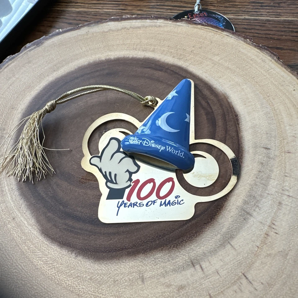 Walt Disney World Sorcerer Mickey Hat Fantasia Ornament 100 Years Of Magic Gold - Image 3 of 4