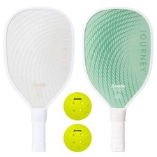 2 Player Wood Journey Pickleball Paddle and Ball Set in Mesh Bag - Green/Beige