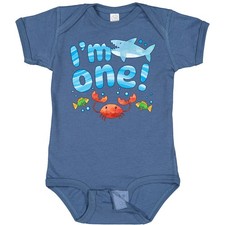 Inktastic I'm One! First Birthday Shark And Crab Baby Bodysuit Birthdays 1st Fun