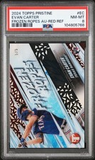 2024 TOPPS PRISTINE FROZEN ROPES AUTOS RED REFRACTOR #EC EVAN CARTER 5/5 PSA 8