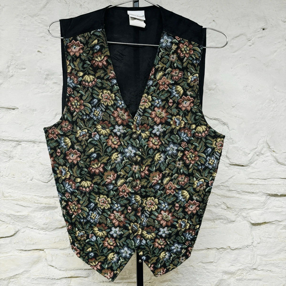 Gilet Brodé Bobbie Brooks Vert Floral - Style Cottagecore Boho Prairie - Taille M