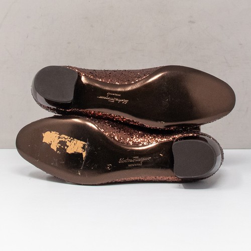Salvatore Ferragamo Vara Rame Rosso Glitter Tacchi Taglia 5 B - Foto 4 di 7