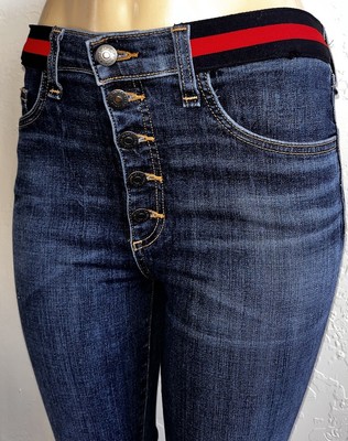 VERONICA BEARD Carolyn 10'' Baby Boot jeans Cropped Ankle striped waistband-Sz 29