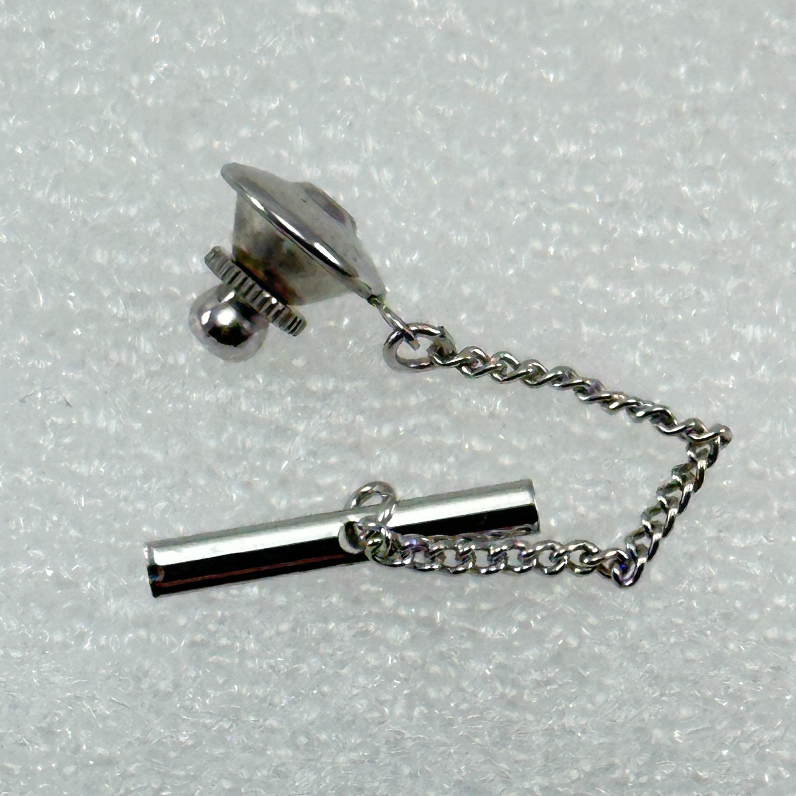 Tie Clip Rectangular Silver Tone Etched Geometric… - image 4