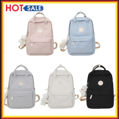 Teens Casual Backpack Large Capacity with Plush Pendant Zipper Travel Backpack