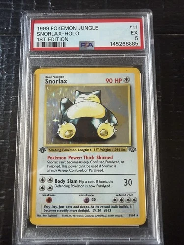 Pokémon TCG Jungle 1st Edition Snorlax Holo Rare PSA 5 11/64 Basic Card Stock