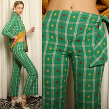 rare vtg 70s ANNE KLEIN cotton JACQUARD reversible calico jacket shirt pants set