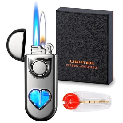 Dual Flame Lighter - Windproof, Adjustable Soft & Jet Flame
