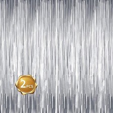 BEISHIDA 2 Pcs Silver Door Streamers Tinsel Curtain 3.28ft x 2, 01-silver