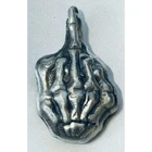 1 Oz MK BarZ "Skeleton Middle Finger" Hand Poured .999 FS