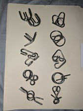 Lot of Mini Silver Metal Wire Brain Teaser Pu...