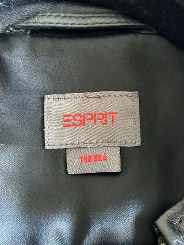 Esprit black leather military field jacket Men’s Sz M/ EU 48/US 38 image 3