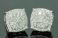 2Ct Round Cut Lab Created Diamond Cluster Stud Earrings 14K White Gold Plated