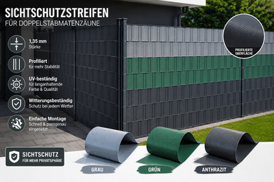 Sichtschutzstreifen PVC 1,35mm Stark Doppelstabmattenzaun Zaunblende Zaunfolie 