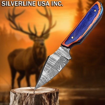 Damascus Skinner full tang, camping, hunting, outdoor Hand made forged, DM 004
