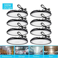 8Pcs 300W UFO Led High Bay Light Industrial Commercial Garage Shop Light
