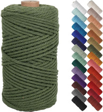 Olive Green Macrame Cord 3Mm X 109Yards, Colored Macrame Rope, Cotton Rope Macra