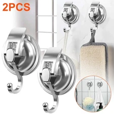 2X Heavy Duty Strong Suction Cup Hooks Hanger Tile Window Glass Bathroom Kitchen