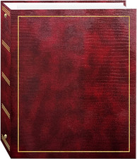 Magnetic Self-Stick 3-Ring Photo Album, 100 Pages, Burgundy Red