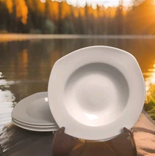 10 Strawberry Street Aurora Square Soup Salad Bowl 8.5 Inch White Set Of 4