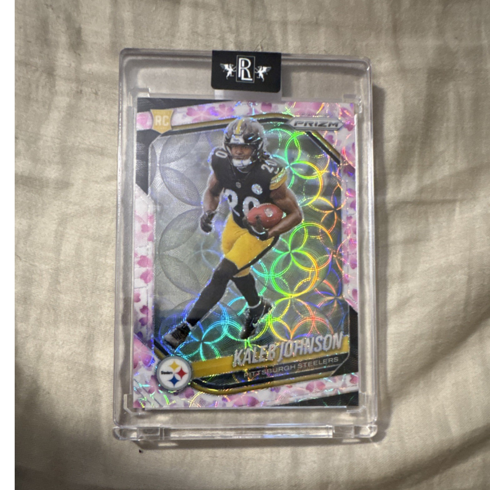 2025 Panini Prizm Kaleb Johnson #375 Choice Cherry Blossom Rookie /15 Steelers