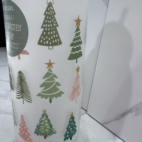 OCS DESIGNS BOTELLA DE AGUA DE VIDRIO REUTILIZABLE ÁRBOLES DE NAVIDAD 25 oz PAJA NUEVA AUTÉNTICA - Imagen 4 de 7