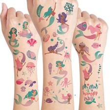 Mermaid Temporary Tattoos 110 Pcs Iridescent Foil Styles Under The Sea Tatto...