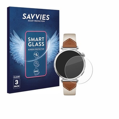 3x Savvies Schutzglas für Huawei Watch GT 5 (41 mm) Panzer Folie Glas klar
