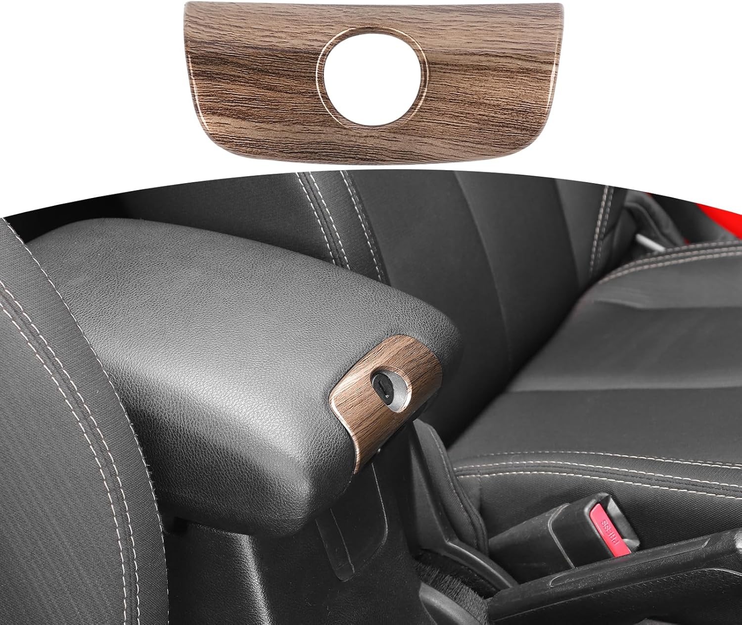 Center Console Armrest Keyhole Cover Trim for Wrangler JK JKU 2011-2017 Brown Wo