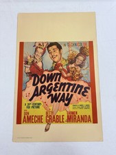 1940 Down Argentine Way Original 14x22” Window Movie Poster Betty Grable Ameche