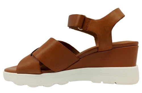 Sandali da donna con zeppa media plateau Geox D45G0C scarpe alla moda marrone - Imagen 3 de 6