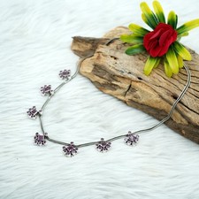 Natural Ruby 925 Sterling Silver Boho Necklace - Handmade Wedding Jewelry