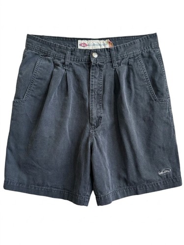 Quiksilver, Vintage 90s Quiksilver Pleated Shorts Mens 33 Faded Charcoal Grey Skate Surf