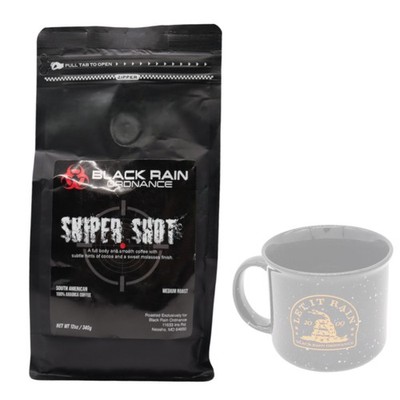 Black Rain Ordnance Sniper Shot Coffee   Arabica Medium Roast, 12oz