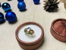 925 Sterling Silver Multi Gemstones Ring Size 6.5