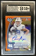 2024 Bowman Chrome U Omarion Hampton Prospect Auto Orange Refractor #/25 SGC 10
