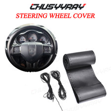 Leather Diy Car Steering Wheel Cover Anti-slip For 1538 Cm Black Us Leather Diy Car Steering Wheel Cover Anti-slip For 1538 Cm Black Us