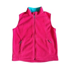 Girls L.L. Bean Fleece Hot Pink Full Zip Vest Size Large 14-16