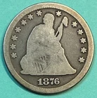 1876-CC Liberty Seated Quarter., Good Circulated Details., Store#QR1183