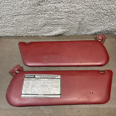 1987-1996 Ford F-150 F-250 F-350 Bronco RED Sun Visor Shade Set Pair LH RH OEM