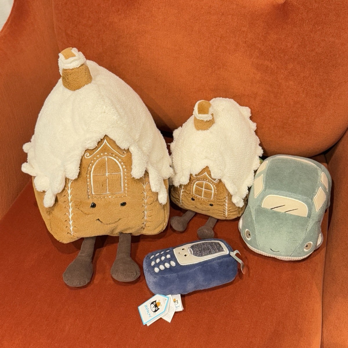 Jellycat (4): Gingerbread Houses, Wizi Car, Wiggedy Phone BRAND