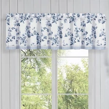 Royal Court Home Rialto Straight Window Valance French Blue Floral Crochet Trim