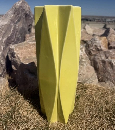 Red Wing Pottery Prismatique Vase 799 14” USA Belle Kogan Yellow Vase MCM & MINT