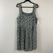 Old Navy Fit & Flare Mini Dress Size XL Black White Floral Rayon
