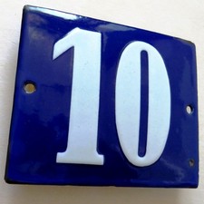 HAUSNUMMER 10 Antikes Emailschild um 1925 Tür Eingang Haustür FETTER ZUCKERGUSS