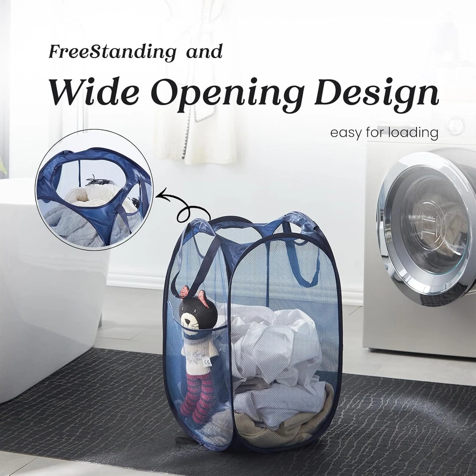 Cesta de lavandería plegable emergente - Cesta plegable portátil para ropa sucia, Foto 4 de 4